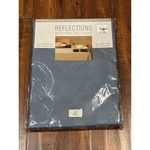 Bardwil Reflections Microfiber Table Linens Stone Blue 70” Round Tablecloth New